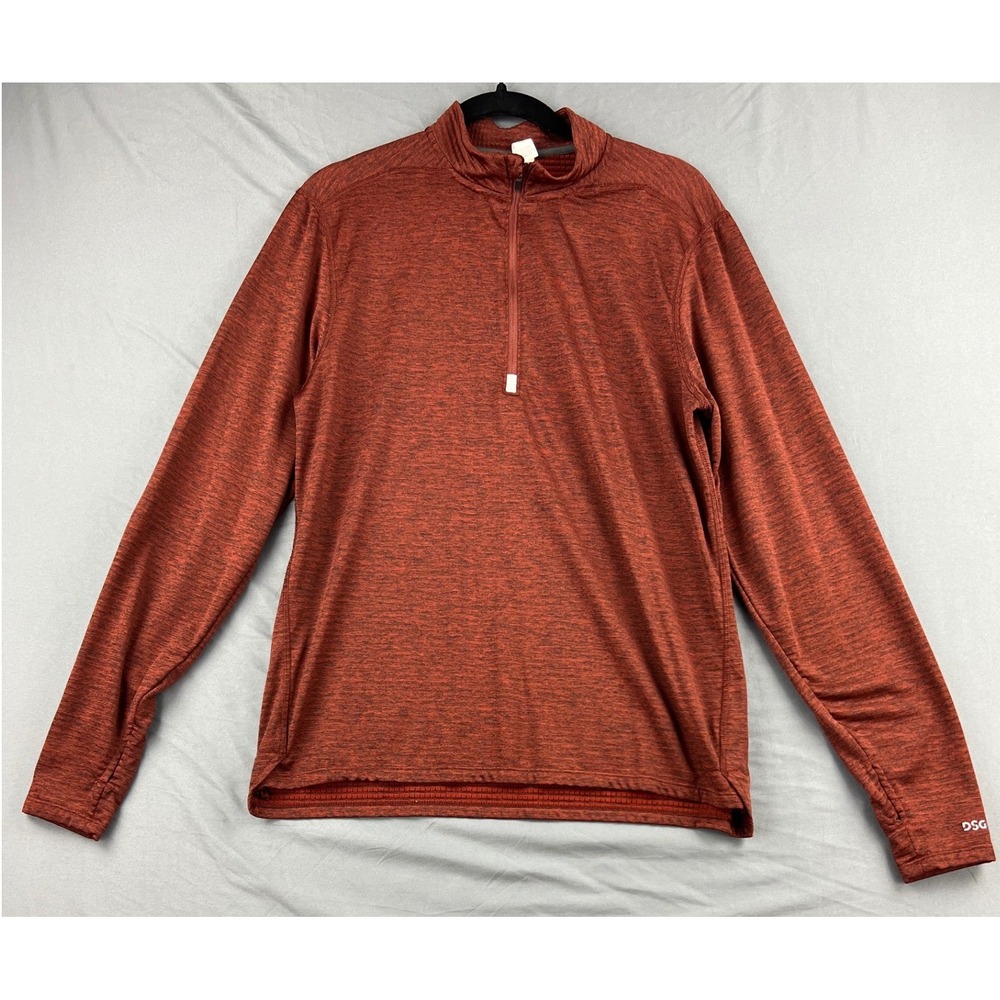 DSG Quarter Zip Pullover Mens Medium Red Heathered Grid Fleece Gym Top Excellent